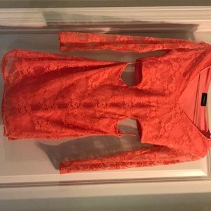 Pink lace dress with sides out